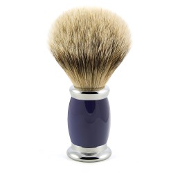 Edwin Jagger Blue Bulbous Shaving Brush (Silver Tip Badger) 